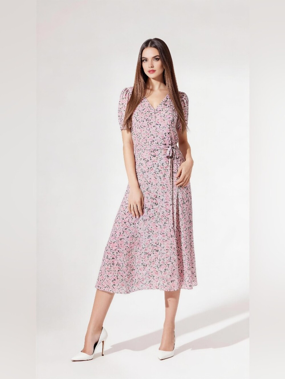 TALBOTS PLUS Pink Floral Wrap Midi Dress SIZE 22W NEW NO TAG
